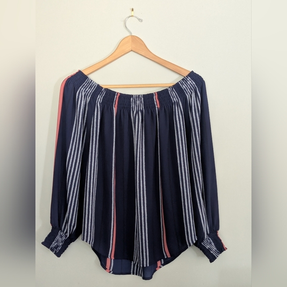 Express Tops - Express Women's Medium Blouse | Blue w/Warm Pink & White | Like New